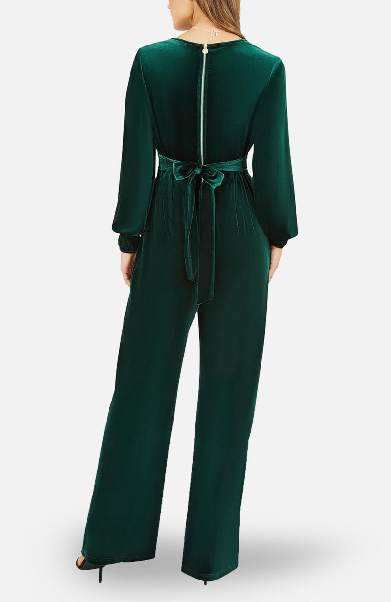 Women's Velvet Long Sleeve Jumpsuit