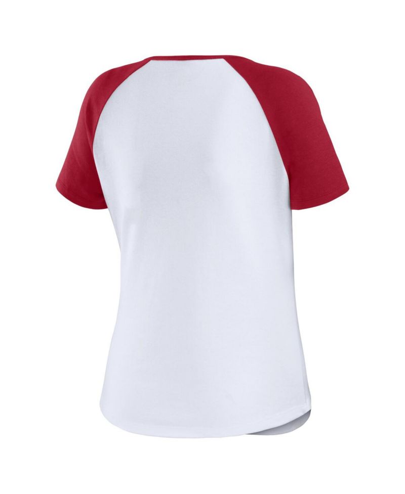 Women's White Alabama Crimson Tide Baseball Logo Raglan Henley T-Shirt