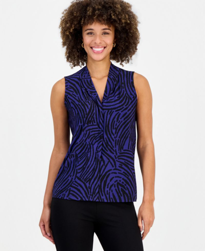 Women's Printed V-Neck Sleeveless Blouse