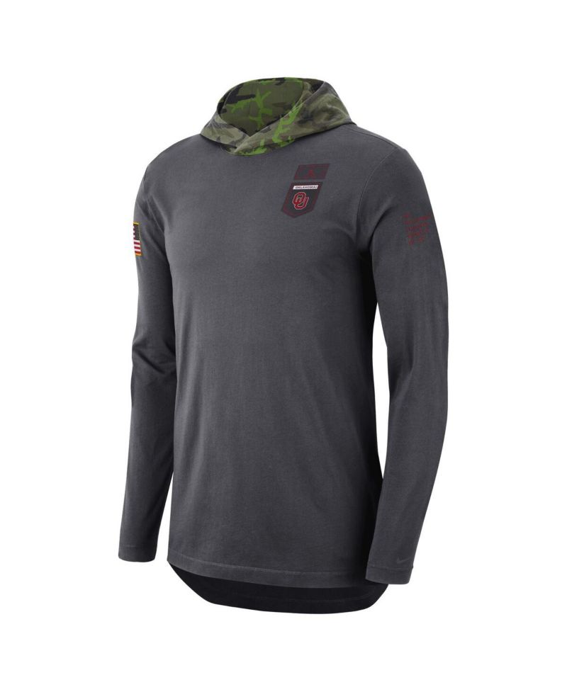 Men's Anthracite Oklahoma Sooners Military-Inspired Long Sleeve Hoodie T-shirt