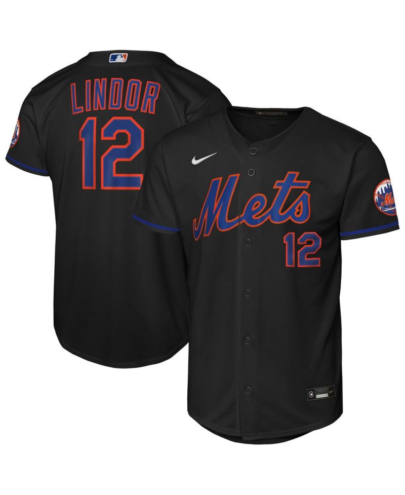 Big Boys and Girls Francisco Lindor Black New York Mets Alternate Stadium Player Jersey