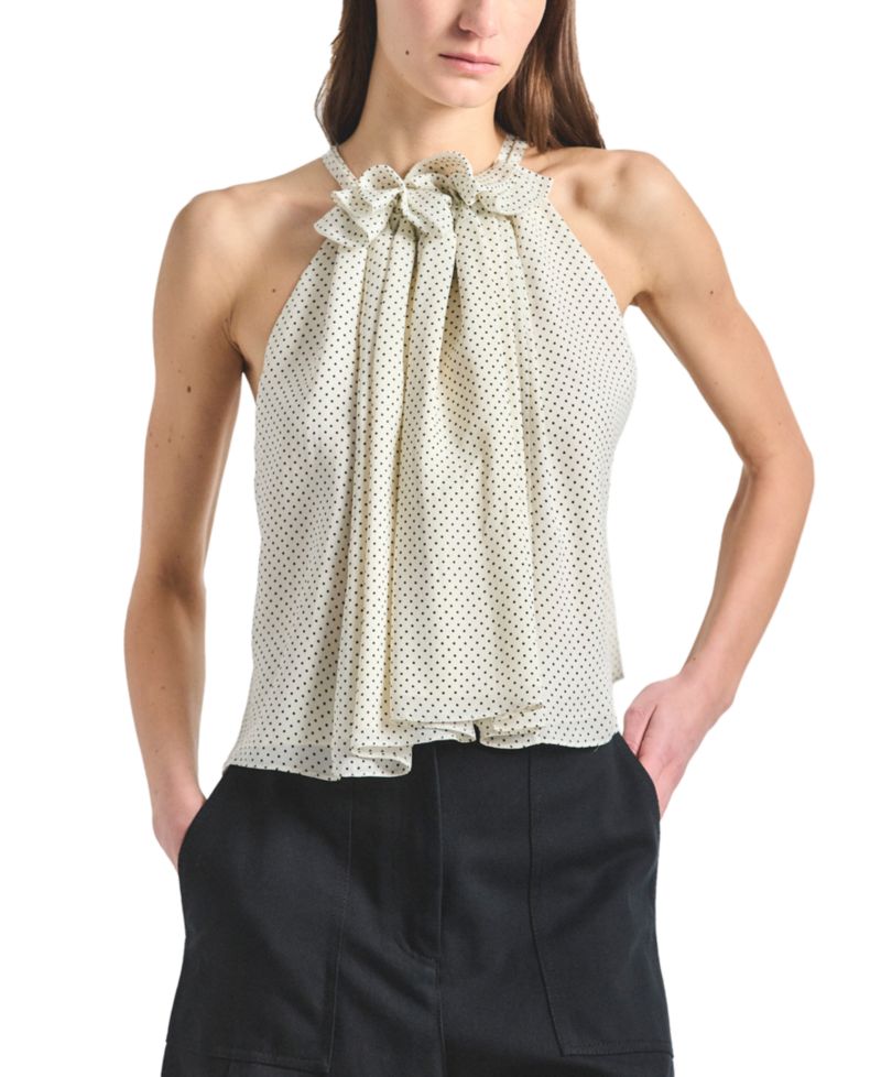 Women's Paisley Baby Dot Print Halter Neck Top