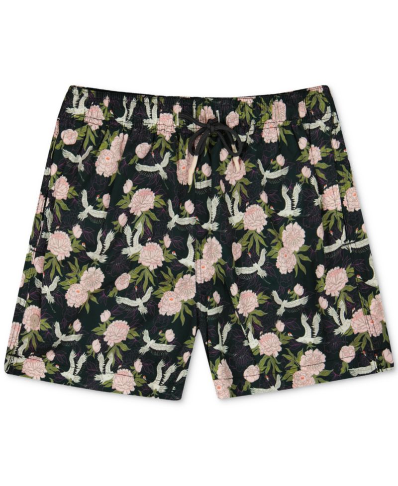 Sunset and Vines Men's Floral Woven Swim Trunks
