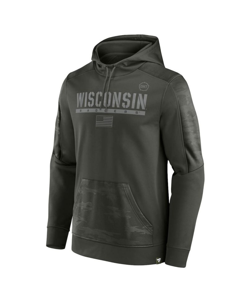 Men's Olive Wisconsin Badgers OHT Military-Inspired Appreciation Guardian Pullover Hoodie