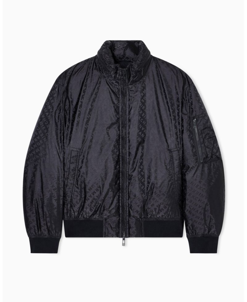 Men's Jacquard Allover Logo Hooded Jacket