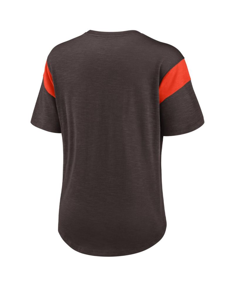 Women's Brown Cleveland Browns Primary Logo Fashion Top