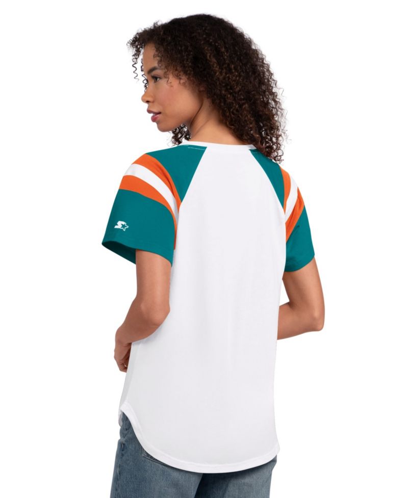 Women's White Miami Dolphins Game On Notch Neck T-Shirt