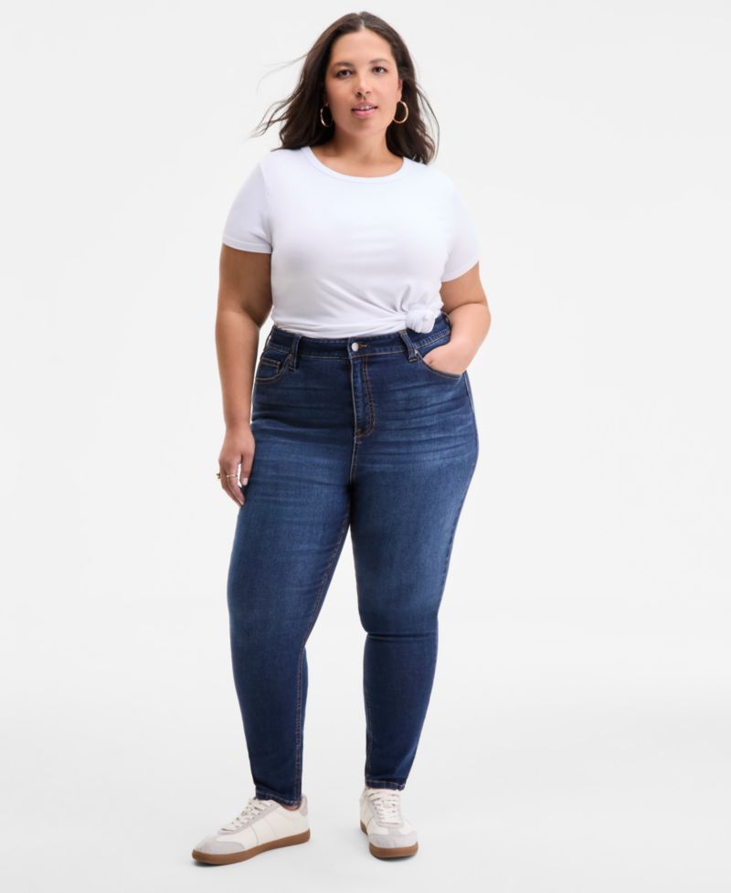 Trendy Plus Size High-Rise Skinny Ankle Jeans