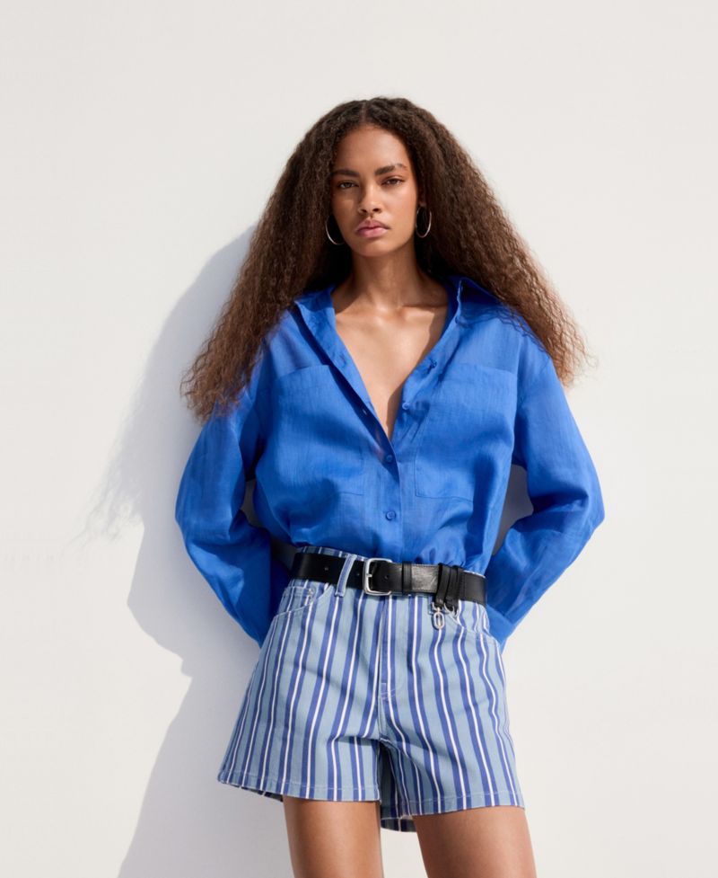 Women's Striped Straight-Fit Shorts