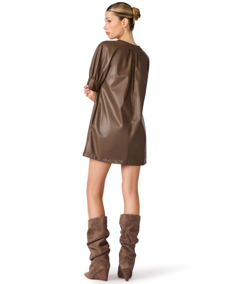 Women's Sharleene Puff-Sleeve Polyurethane Mini Dress