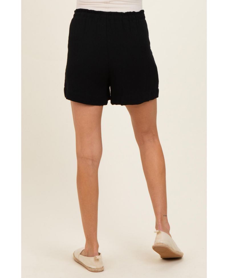 Maternity Black Drawstring Pleated Shorts