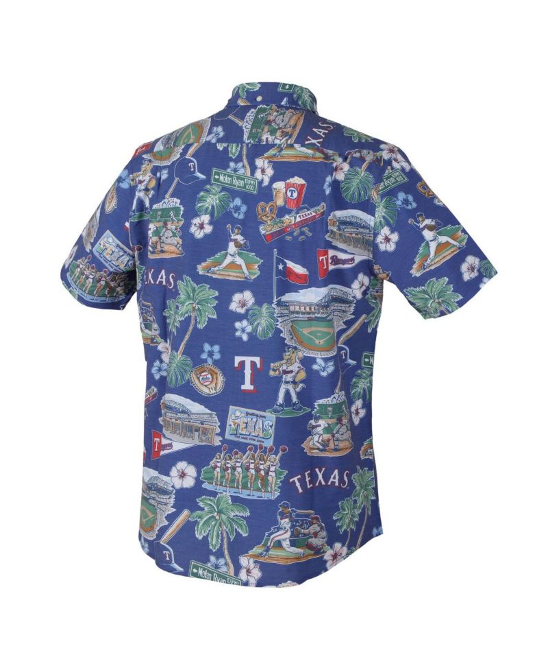 Men's Royal Texas Rangers Scenic Tri-Blend Performance Button-Up Shirt
