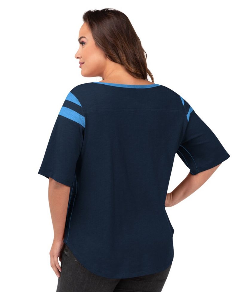 Women's Navy Tennessee Titans Plus Size Linebacker T-Shirt