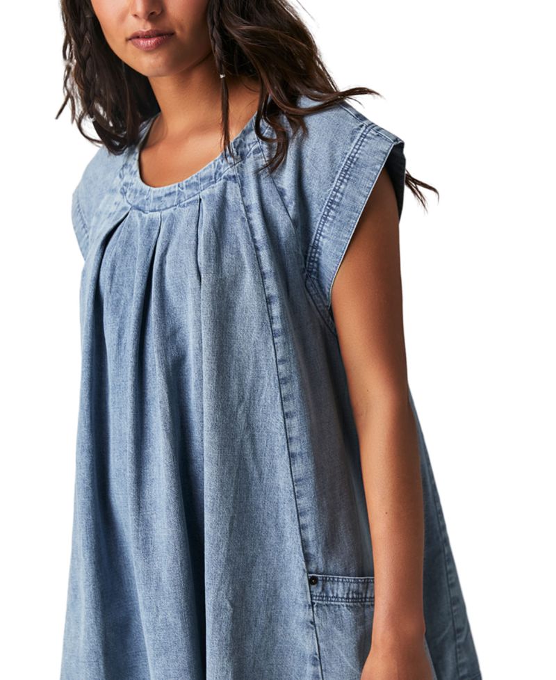 Women's Marcel Crewneck Swing Mini Denim Dress