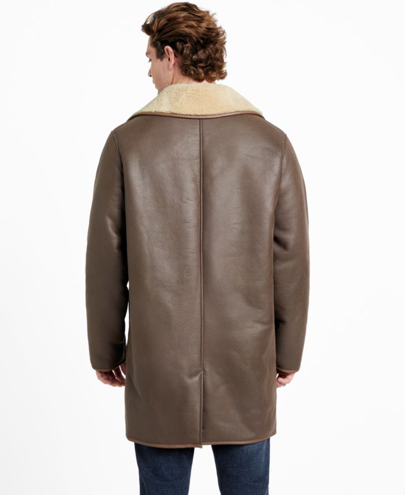 Men's Double Breasted Faux Leather Coat