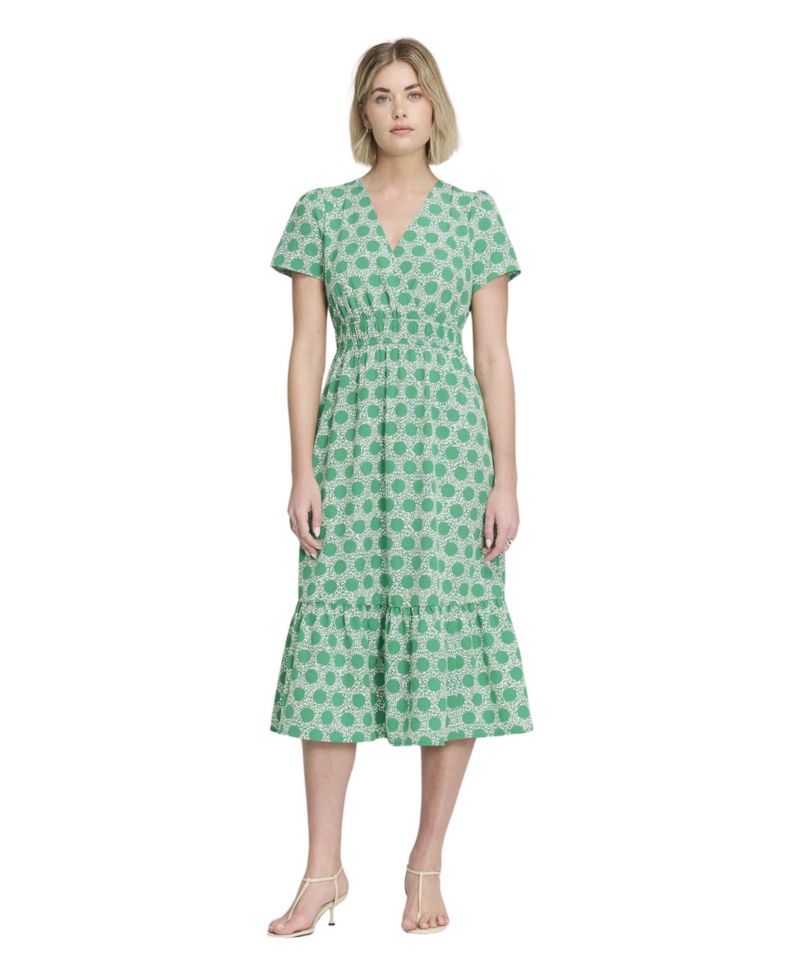 Women's Deena Wrap Tiered V-Neck Midi Dress