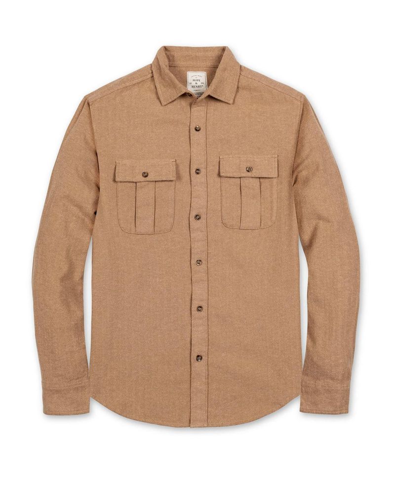 Men's Hope and Henry Organic Flannel Double Pocket Button Down Shirt