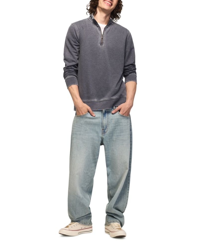 Men's Venice Burnout Mockneck French-Terry Quarter-Zip Fleece Sweatshirt
