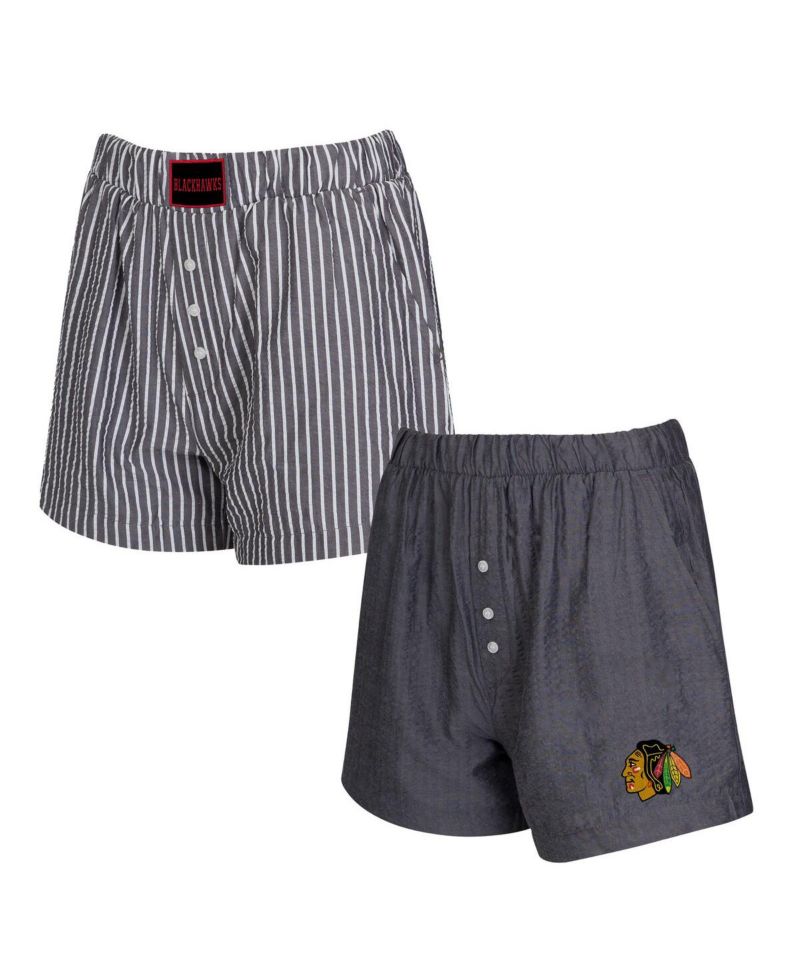 Women's Charcoal Chicago Blackhawks 2-Pack Boxer Shorts Set