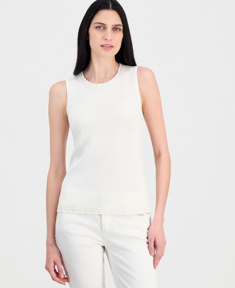 Women's Scallop-Trim Sleeveless Top