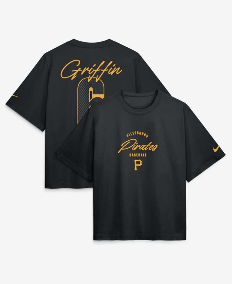 Women's Konnor Griffin Black Pittsburgh Pirates Premium Essentials Boxy Name & Number T-Shirt