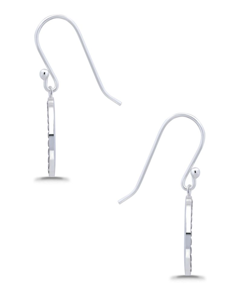 Oxidized Beaded Open Circle Fish-Hook Earrings