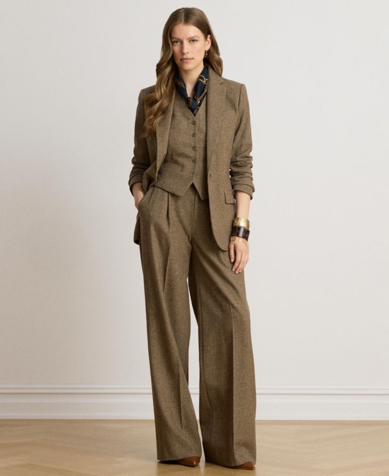 Women's Glen Plaid Wool Twill Tailored Blazer