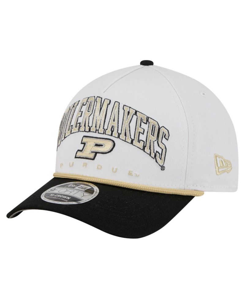 Men's White/Black Purdue Boilermakers Arch Two-Tone Rope 9FORTY A-Frame M-Crown Adjustable Hat