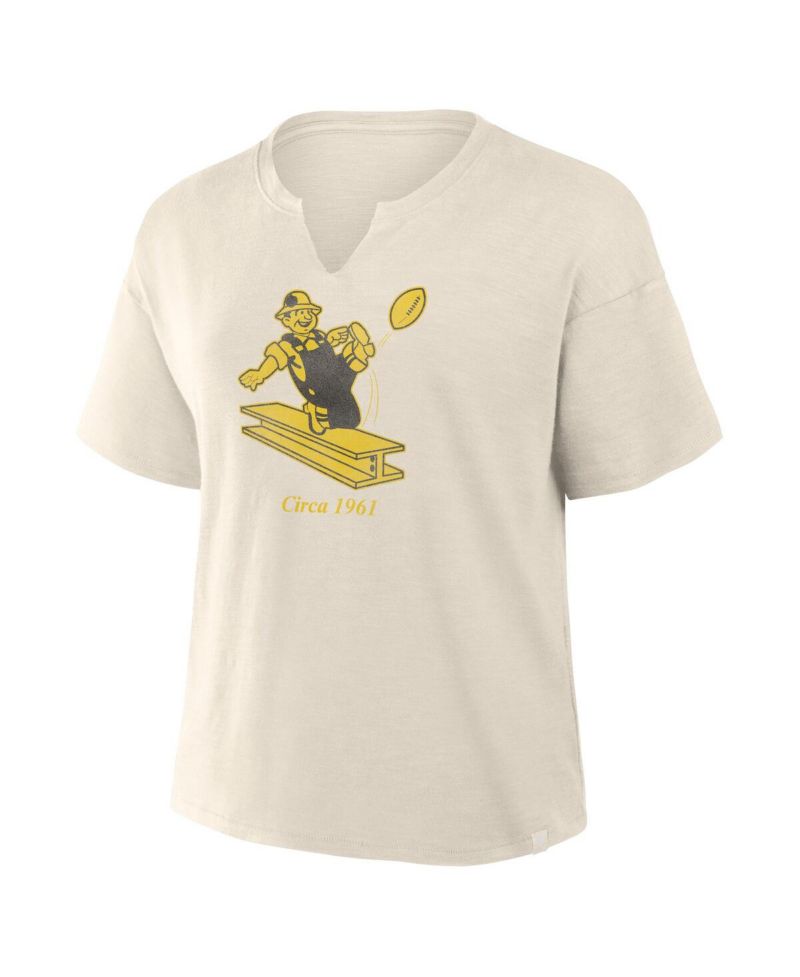 Women's Cream Pittsburgh Steelers Trick Play Slub Boxy T-Shirt