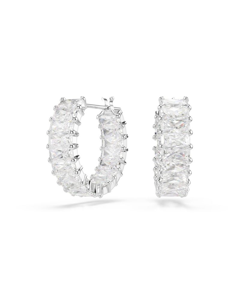 Matrix Rhodium Plated Hoop Earrings