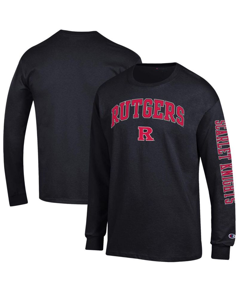 Men's Black Rutgers Scarlet Knights Arch Over Logo 2-Hit Long Sleeve T-Shirt