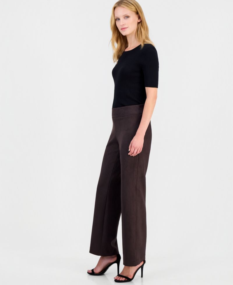 Women's Scuba Suede Pull-On Wide-Leg Pants