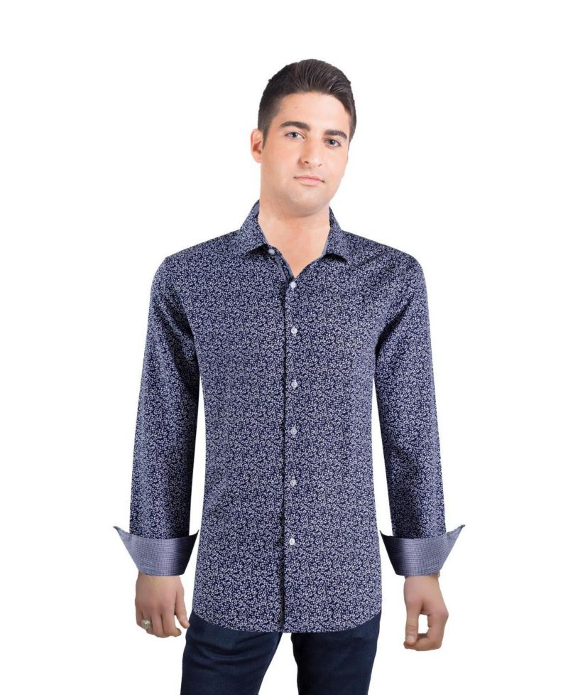Men's Slim Fit Floral Printed Button-Down Shirt