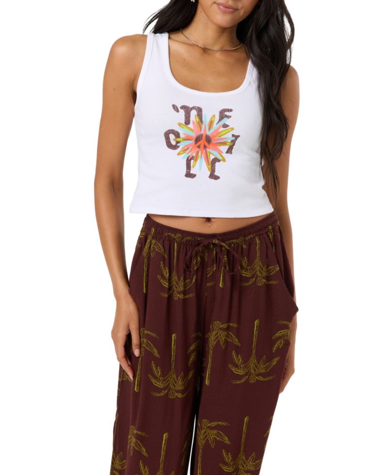 Women's Asterisk Ribbed Cropped Scoop Neck Tank Top