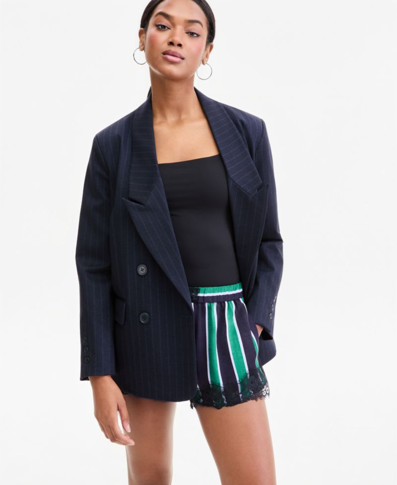 Women's Pinstripe Double-Breasted Blazer
