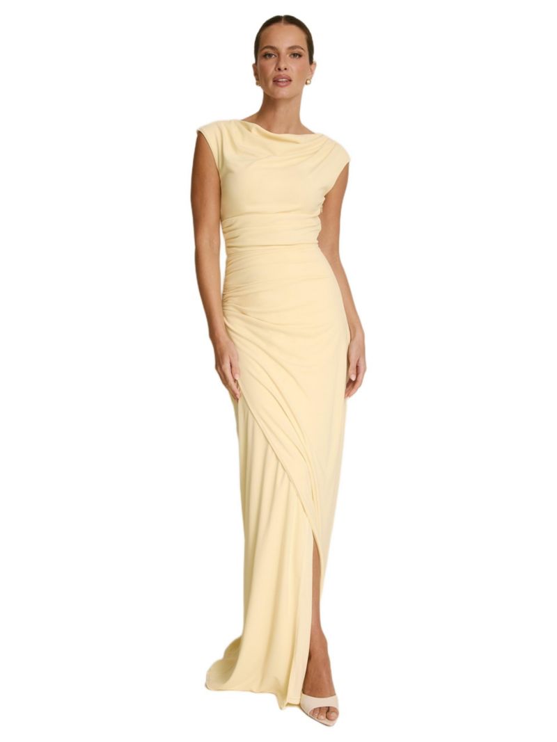 Women's Cowl Gathered Short Sleeve Bridesmaid