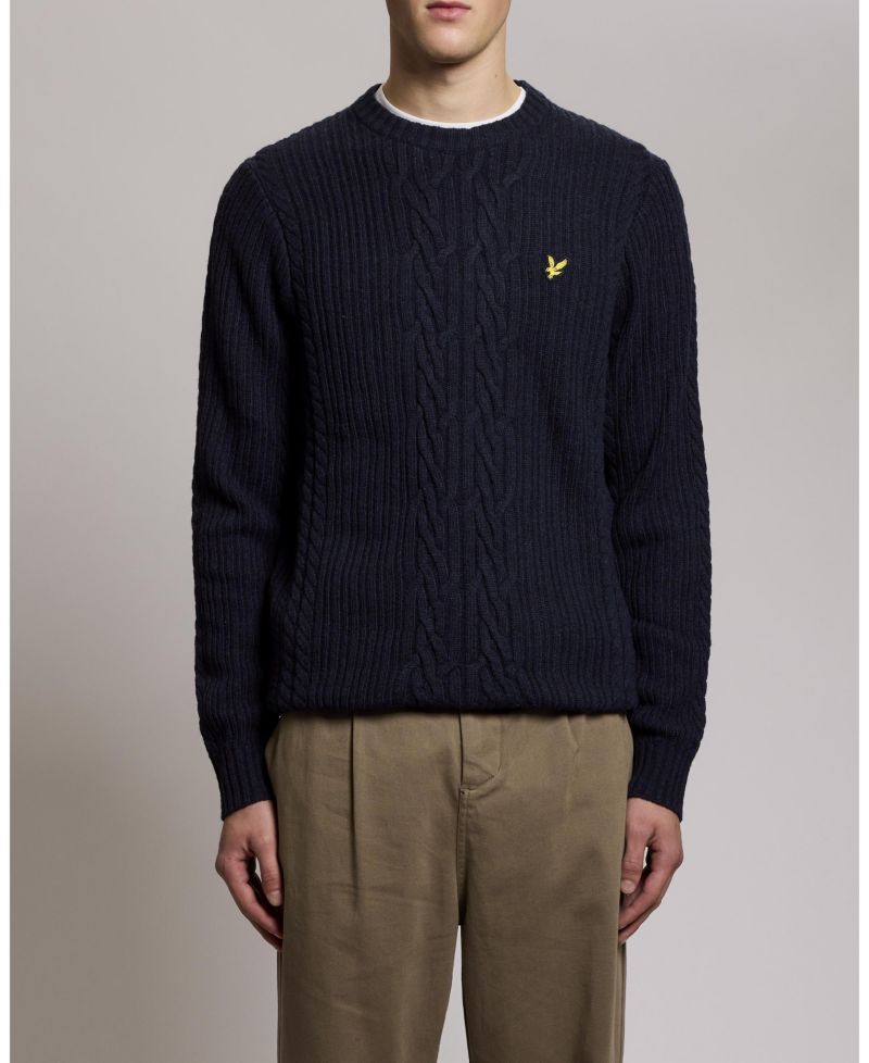 Men's Ribbed Cable Knit Long Sleeve Sweater