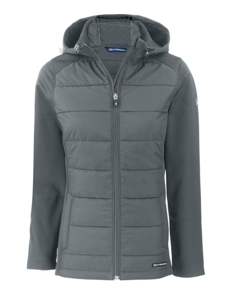 Women's Cutter and Buck Evoke Hybrid Softshell Full Zip Hooded Long SleeveJacket