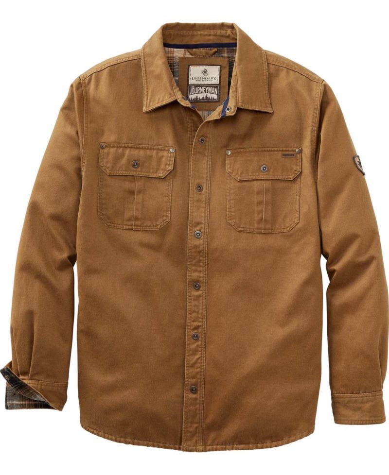 Men's Flannel Lined Water Resistant Snap Up Shirt Jacket
