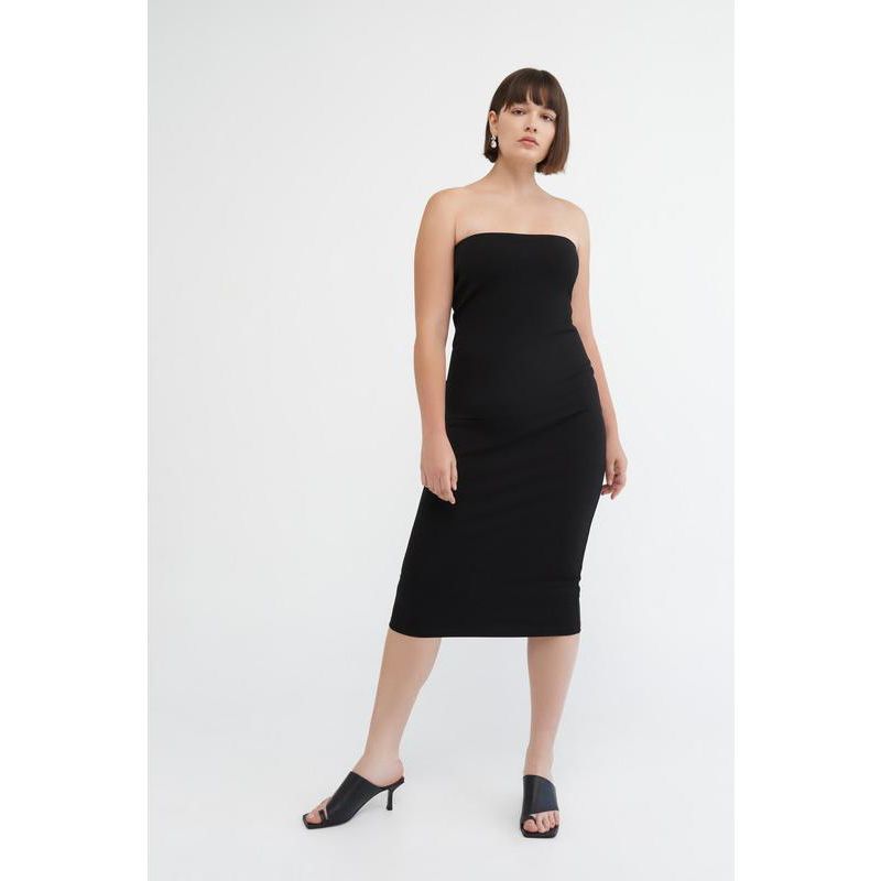 Women's Natalia Strapless Side-Zip Fitted Midi Dress