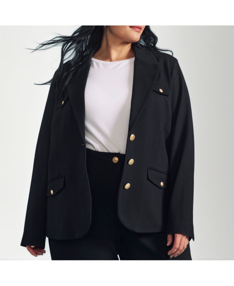 Plus Size 4 Pocket Ponte Blazer