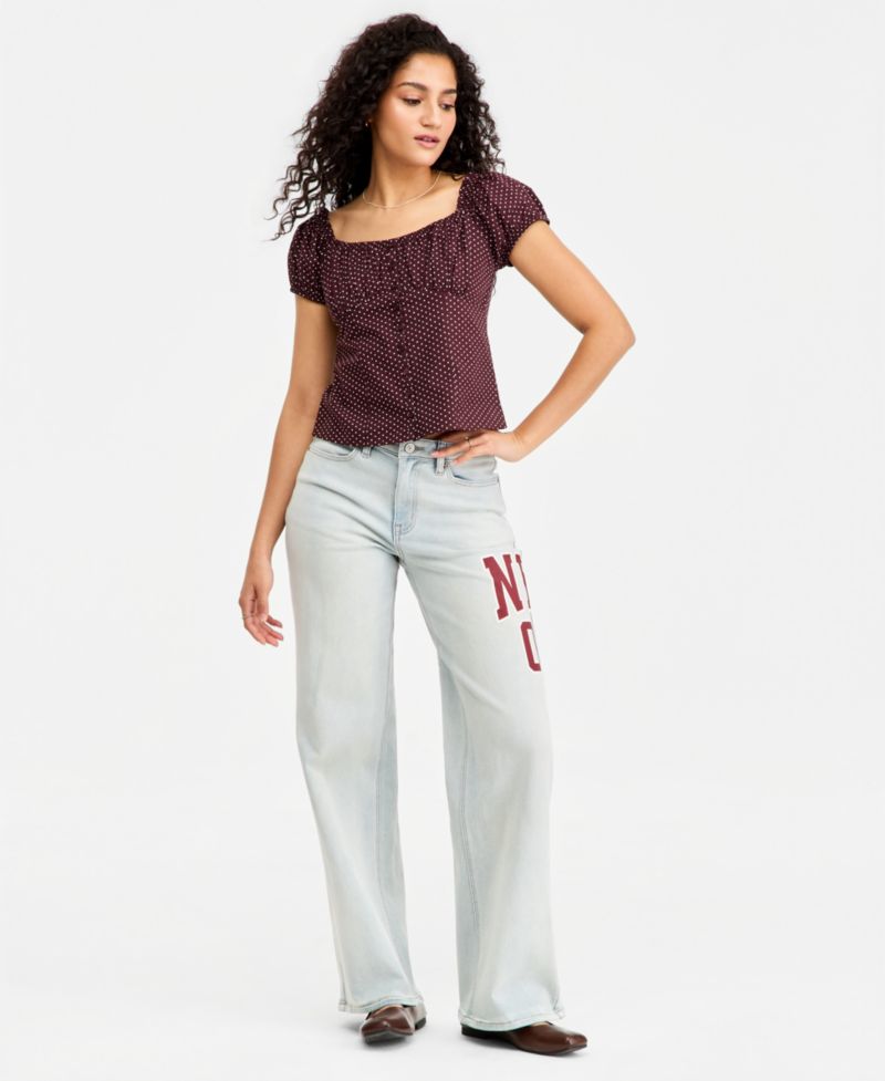 Juniors' Ultra '90s Wide-Leg Varsity Jeans