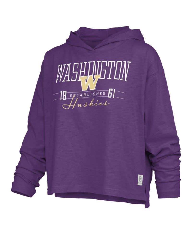 Women's Purple Washington Huskies Castillo Slub Waist Length Long Sleeve Hooded T-Shirt