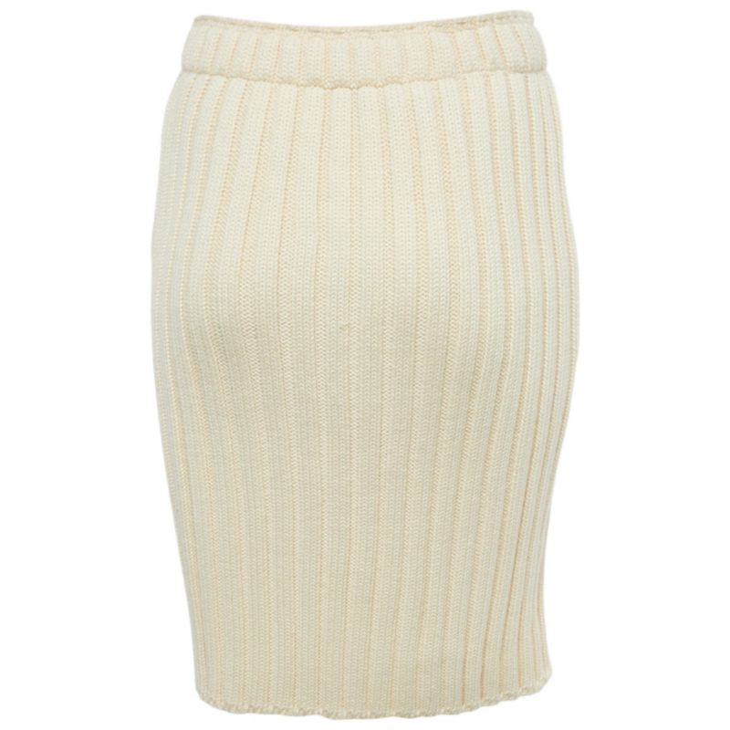 Women's Cream Rib Knit Pencil Skirt