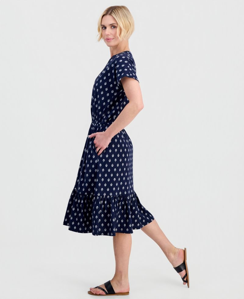 Petite Flared Knit V-Neck Dress