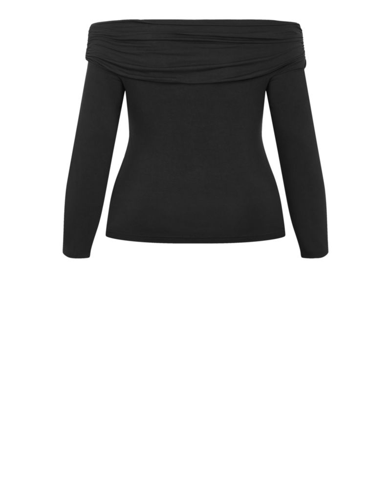 Women's Buckle Off Shoulder Long Sleeve Top
