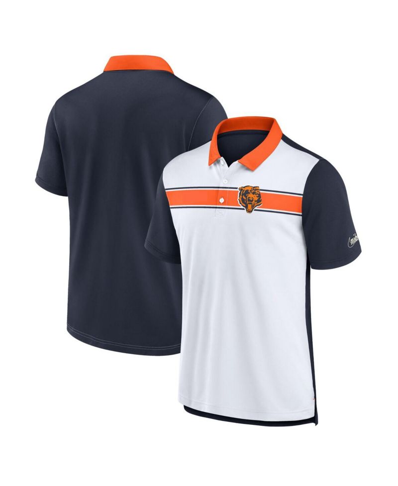 Men's White/Navy Chicago Bears Rewind Pique Polo Shirt