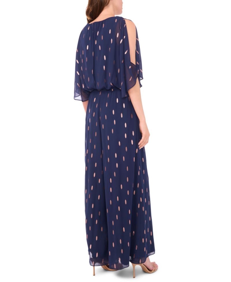 Petite Wide-Leg Metallic Chiffon Jumpsuit