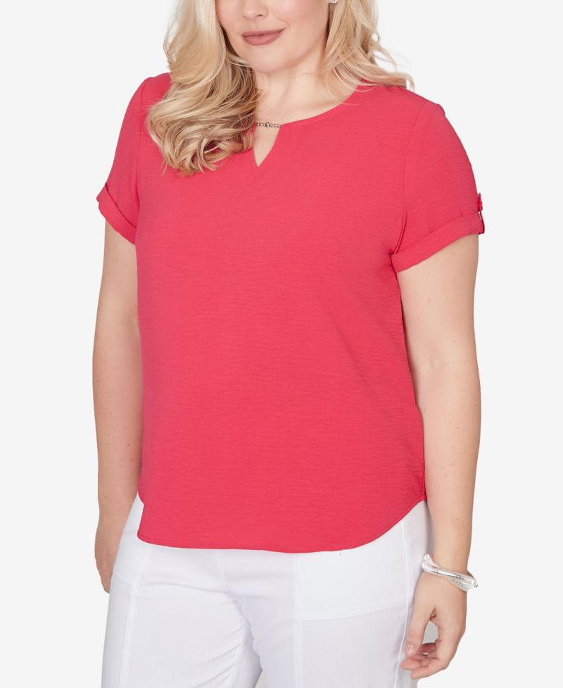 Petite The Royal Treatment Solid Rolled Short-Sleeve T-Shirt