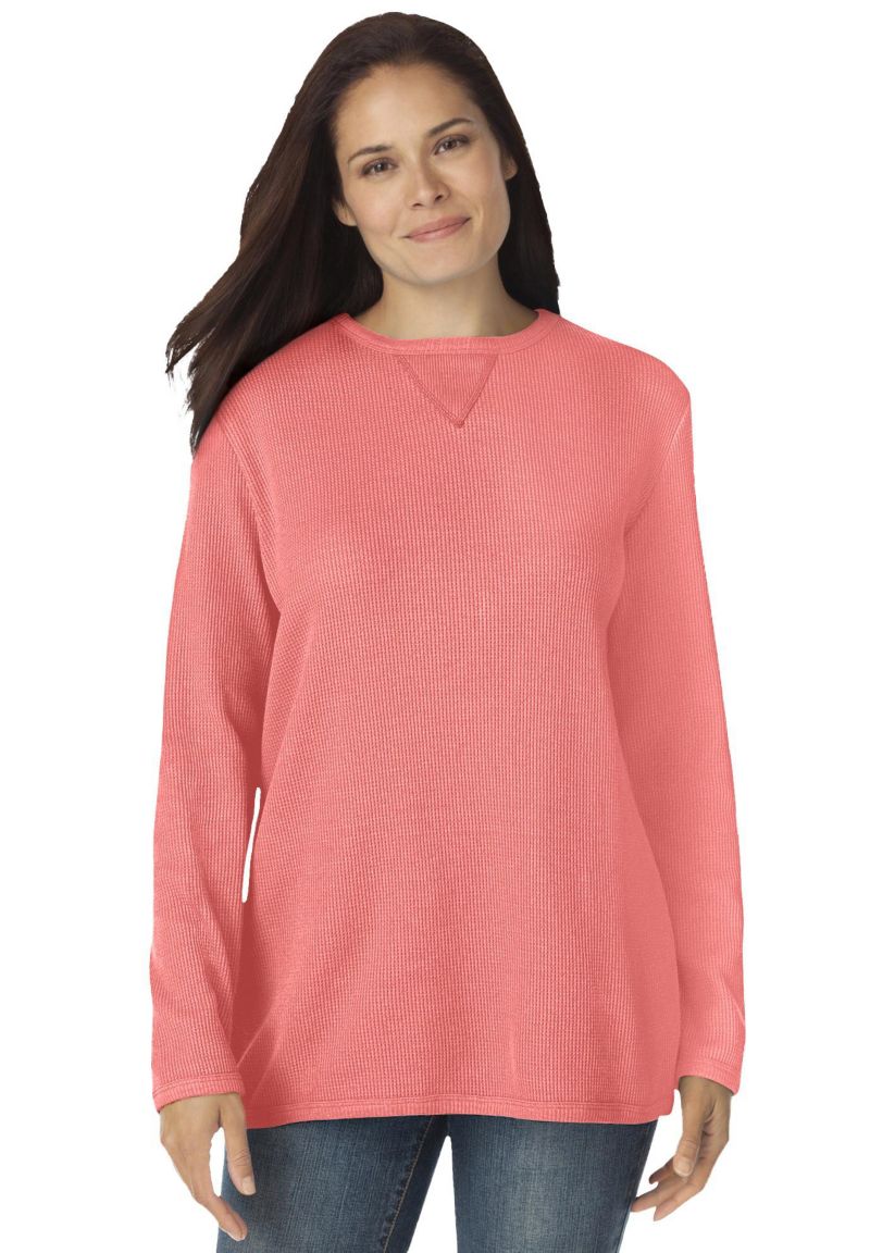 Plus Size Within Long-Sleeve Crewneck Soft Waffle Knit Thermal Shirt